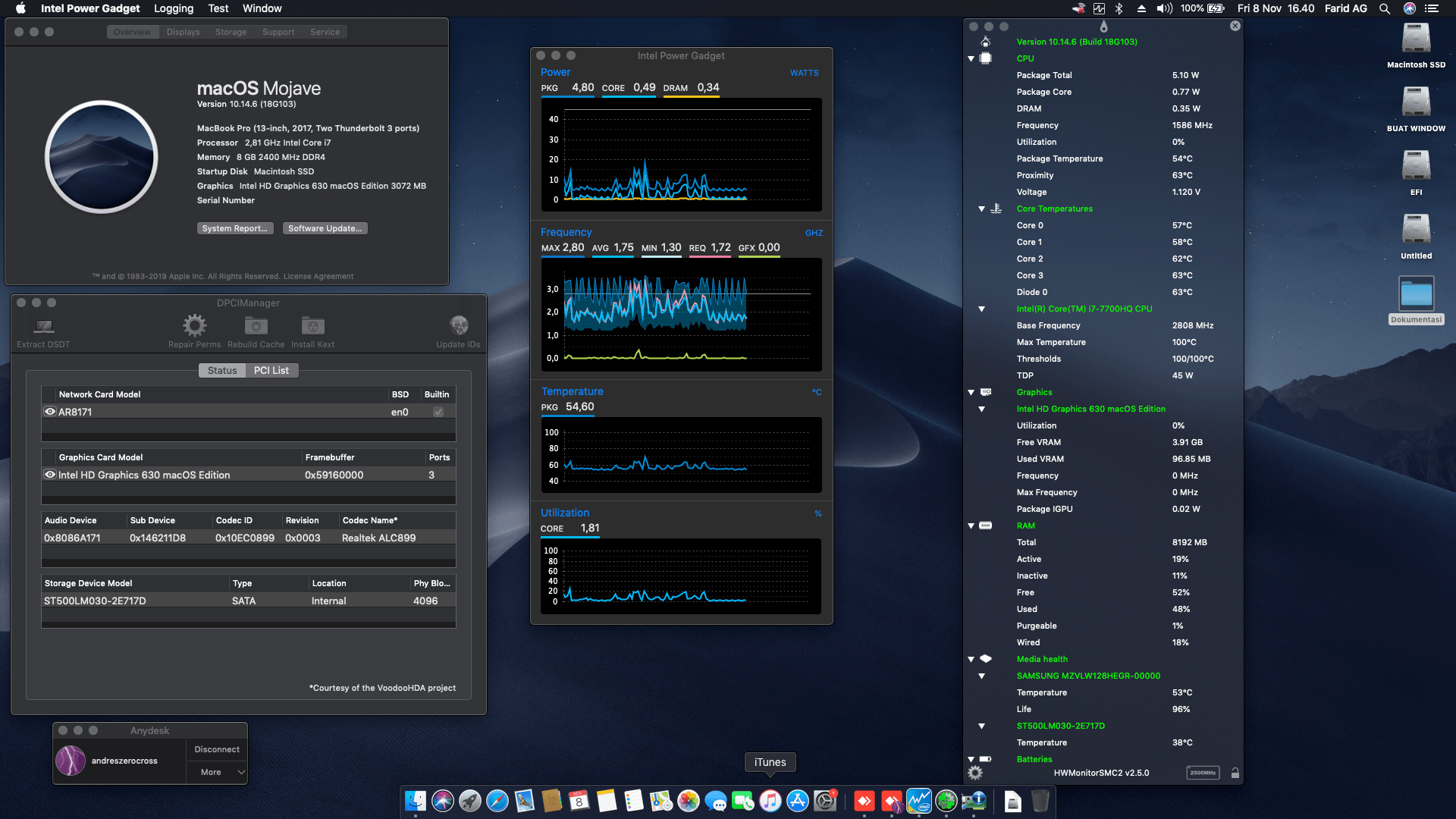 Success Hackintosh macOS Mojave 10.14.6 Build 18G103 at MSI GL62M 7REX